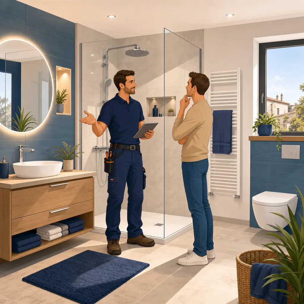 R&eacute;novation de salle de bain &agrave; n&icirc;mes avec pose de sanitaires par jcp caradec jeremy